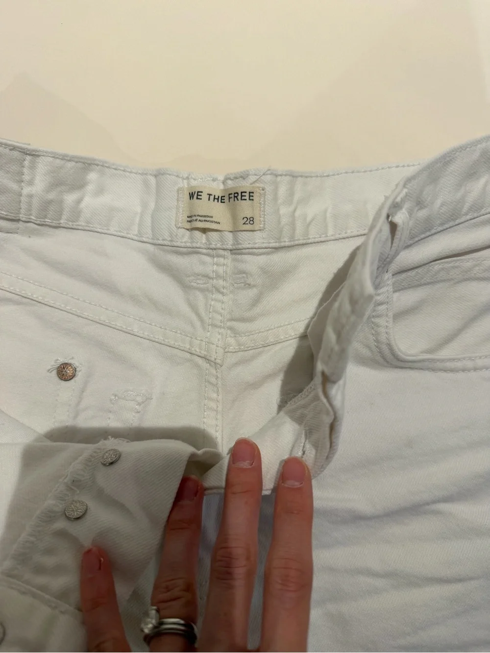 Free People High-Rise White Button-Front Denim Shorts